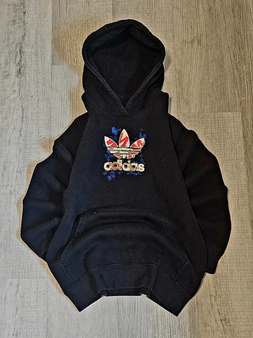 Adidas Kids Black Trefoil Graphic Hoodie